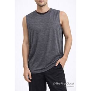 RBX Men Athletic Tank Top Heathered Gray Sleeveless Gym Workout M